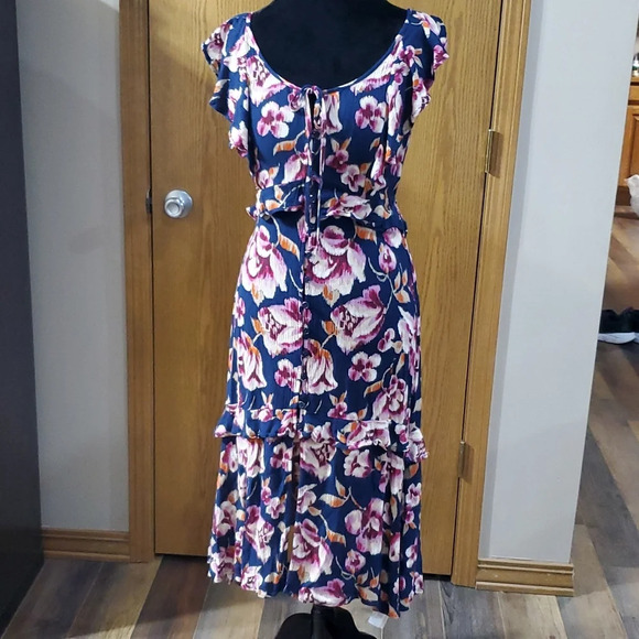 Band of gypsies floral ruffled button down maxi dress - Picture 1 of 10